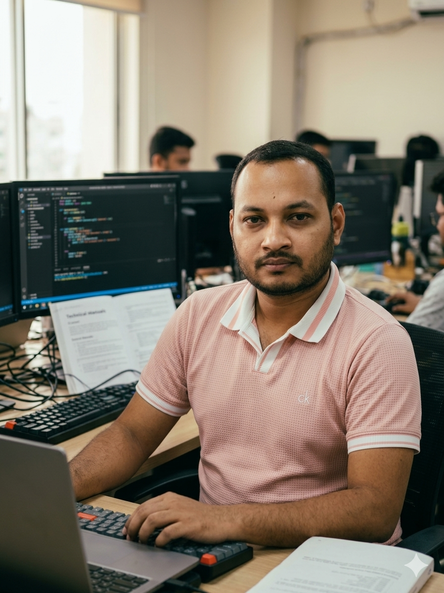 Salman Ahmed - Flutter developer working on code